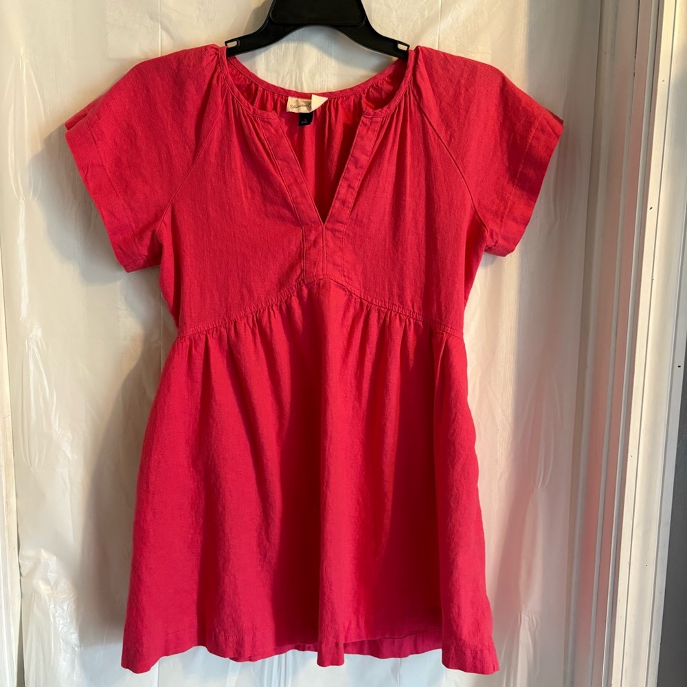 Universal Thread Pink Linen Blend V-Neck Babydoll Mini Dress Women’s Sz Small